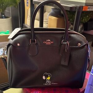 Coach Black Leather Snoopy Satchel